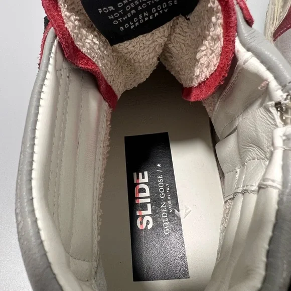 Golden Goose High-Top Suede Sneakers Grey Red Silver Men display picture 3
